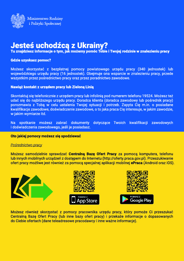 Ulotka dla uchodźców z Ukrainy